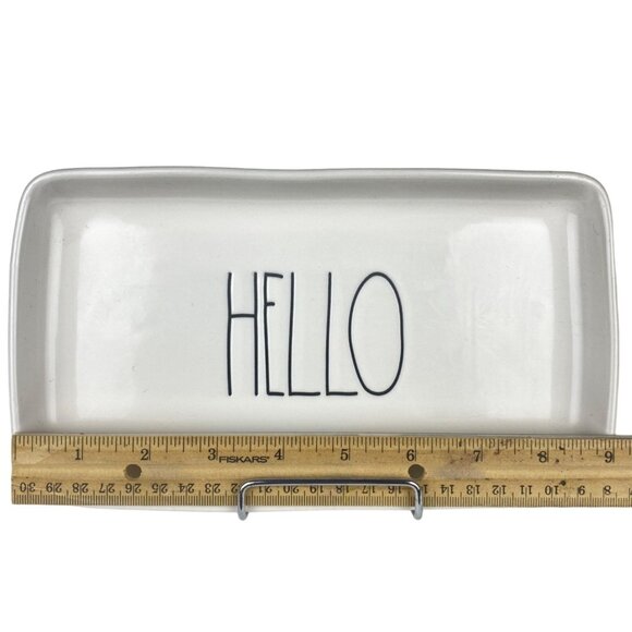 Rae Dunn Artisan Collection "Hello" Ceramic Rectangular Tray 10" X 5" White - Picture 3 of 8